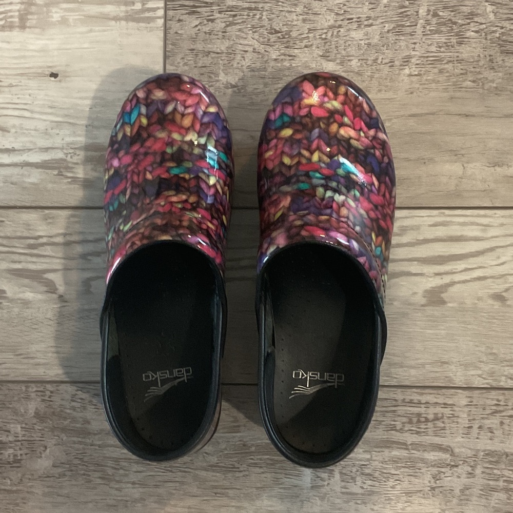 Dansko Women's Multicolor Knit-Print Clogs